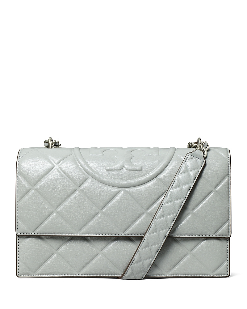 Tory Burch Small Fleming Leather Shoulder Bag In Gray