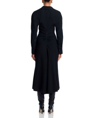 Long Sleeve Polo Collar Midi Dress