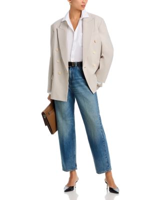 Bernie Mid Rise Barrel Jeans in Washed Blue