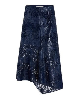 Casey Embroidered Faux Leather Skirt