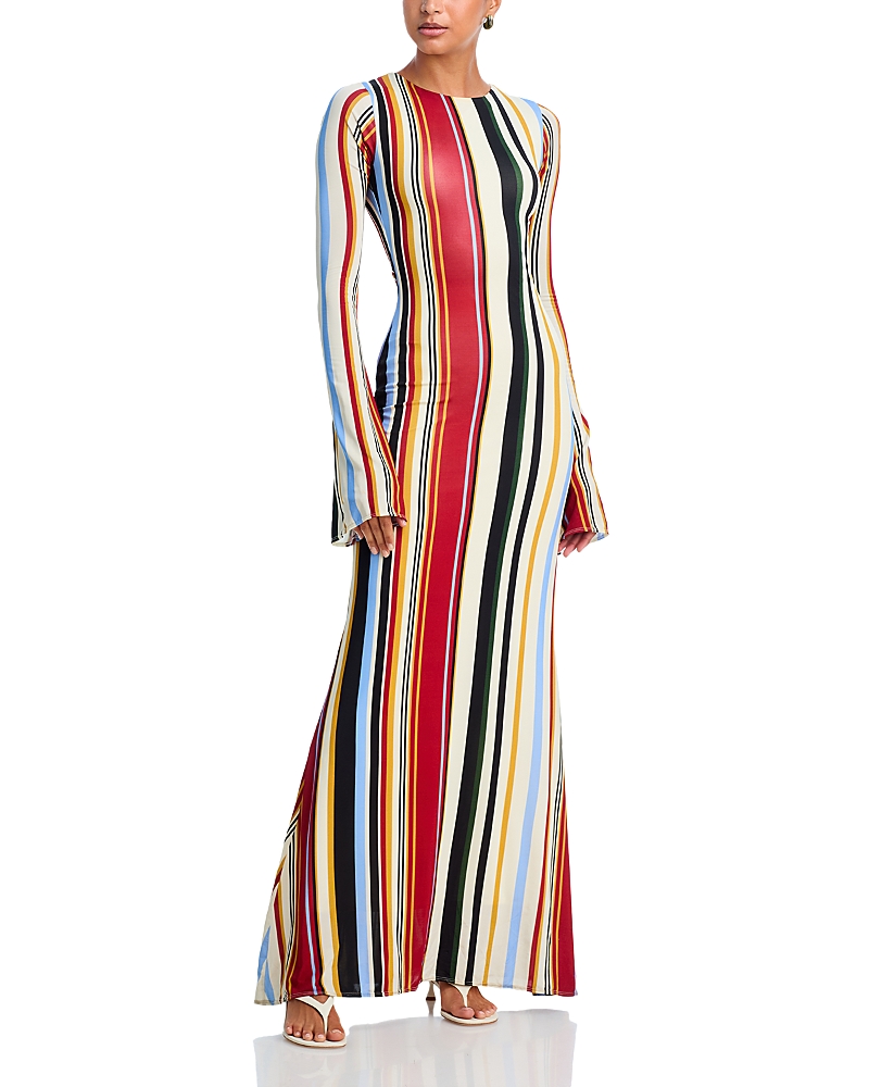 Cala De La Cruz Amay Striped Knit Maxi Dress In Multi
