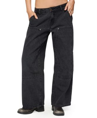 Petite Ayla Low Rise Carpenter Black Wash Jeans