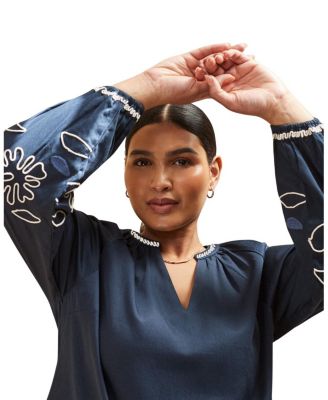 Long Sleeve Embroidered Blouse