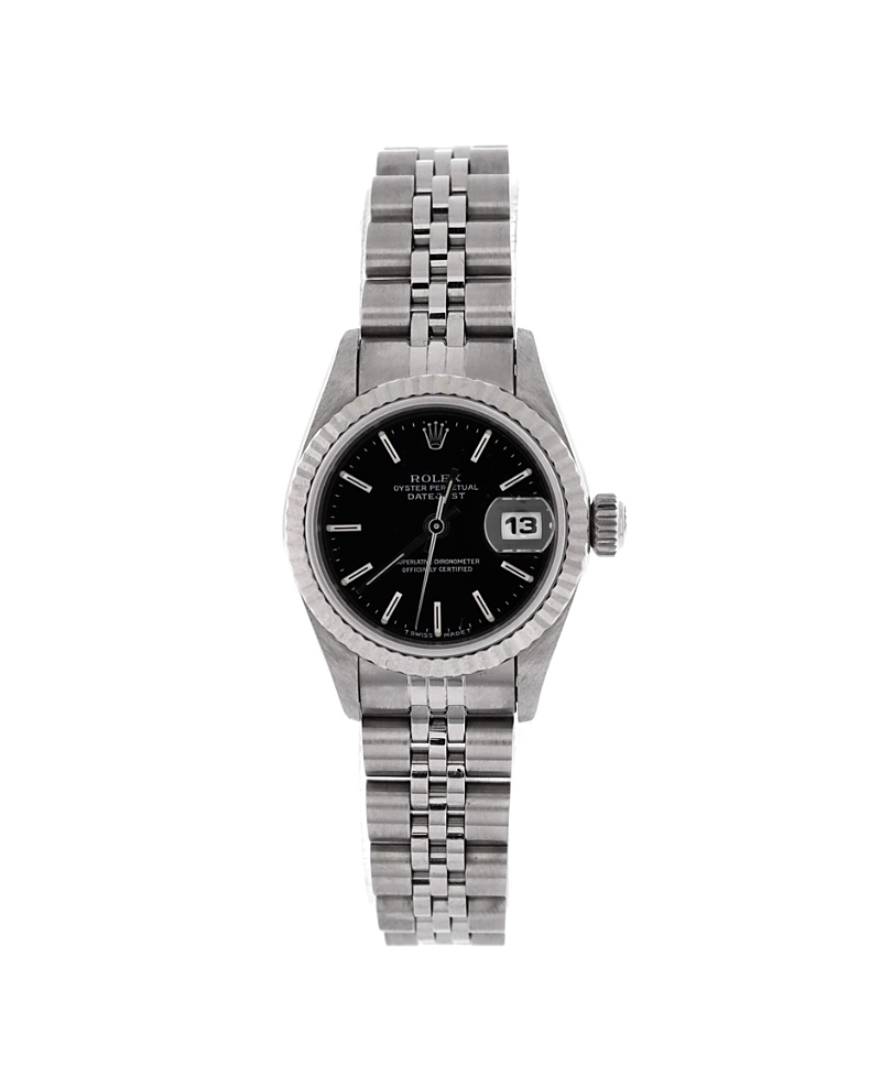 Pre-owned Pre-owned Rolex Rolex Oyster Perpetual Datejust Automatic Watch In Stainless Steel And White Gold 26mm In Black