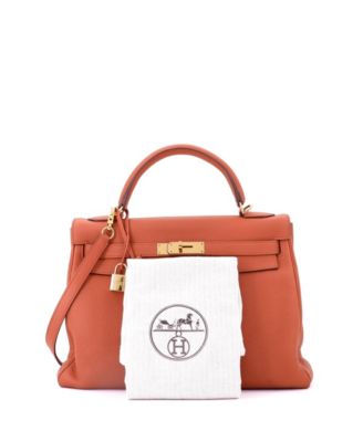 Kelly 32 Handbag Orange Togo with Gold Hardware