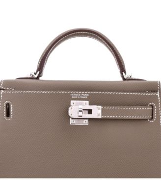  Kelly 20 Handbag Grey Epsom with Palladium Hardware