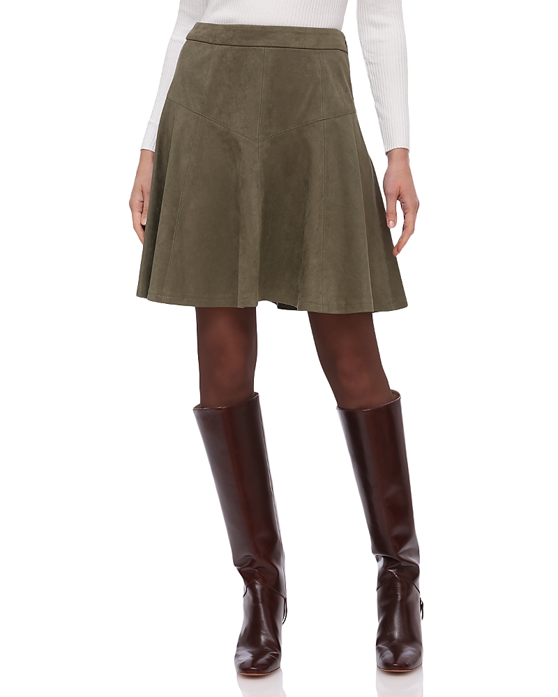 Bagatelle Faux Suede Flared Skirt In Green