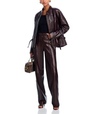 Leather Moto Bomber Jacket