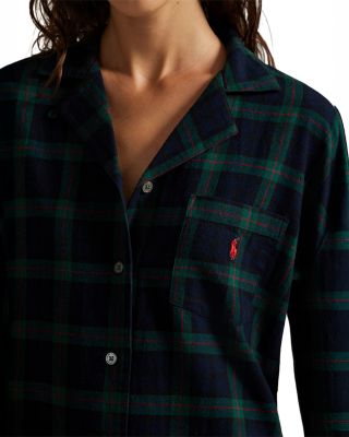 Plaid Camp Collar Sleep Dress