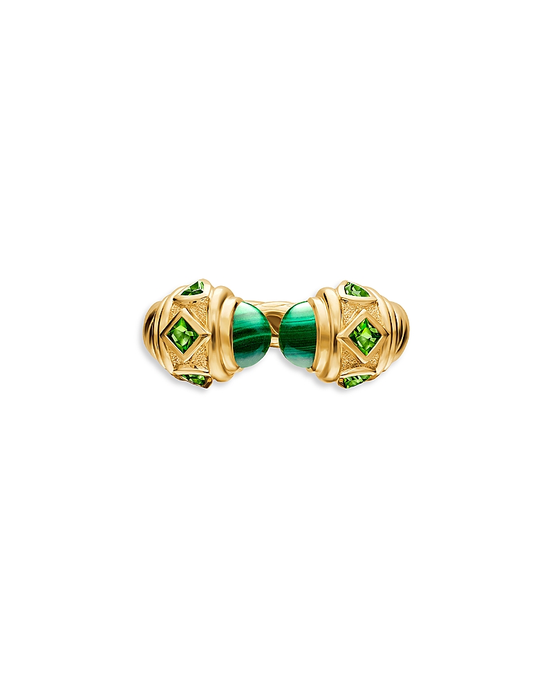 David Yurman Renaissance Ring in 18K Yellow Gold with Malachite & Tsavorites