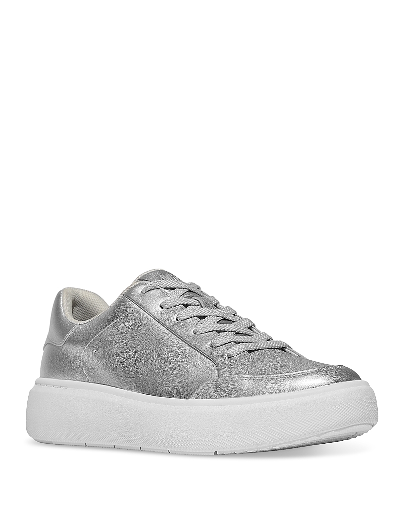 Fitflop Women's Rally Crystal-trim Leather Sneakers In Silver