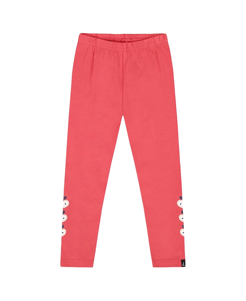 Deux Par Deux Organic Cotton Leggings With Apples In Red