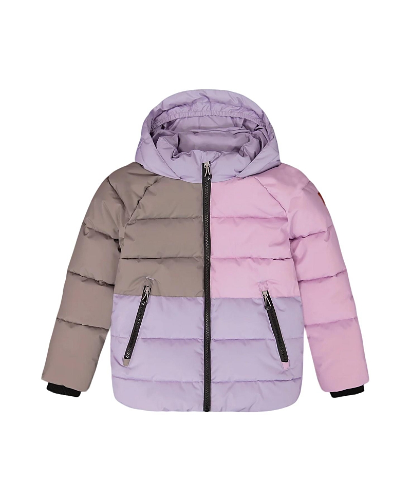 Deux Par Deux Girl Colorblocked Puffy Winter Coat In Pink