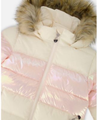 Girls' Long Metallic Puffy Winter Coat - Little Kid