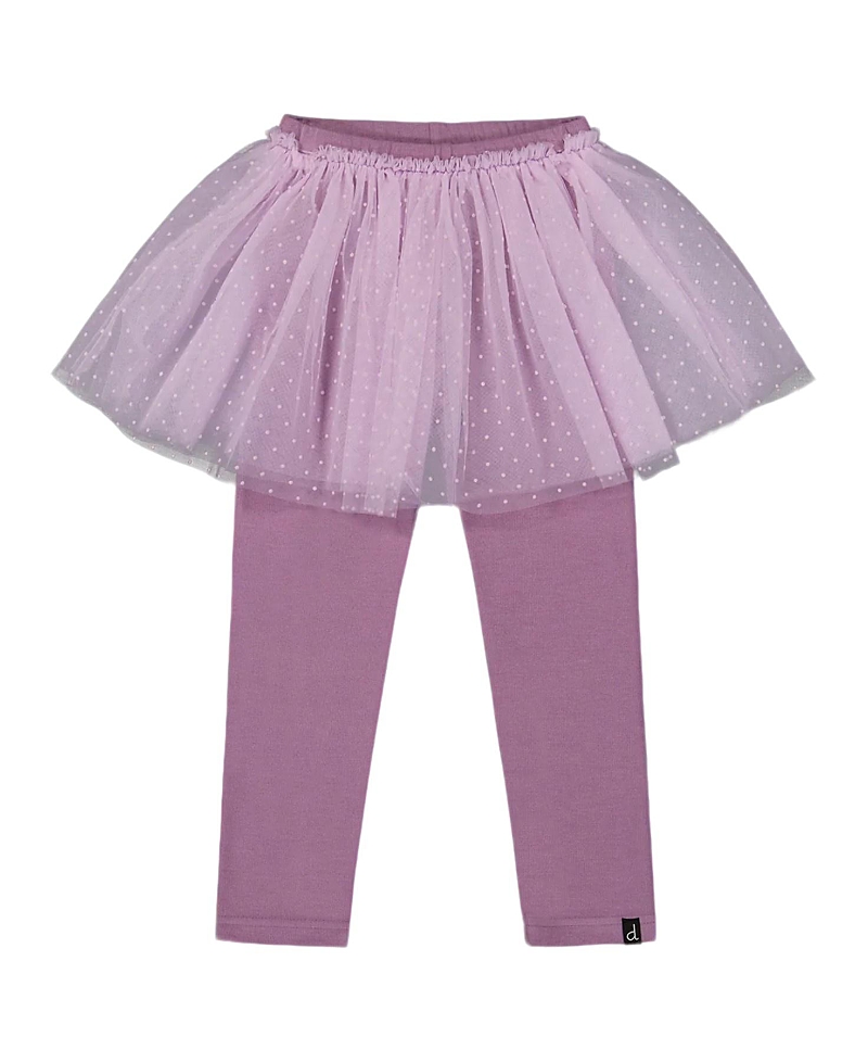Deux Par Deux Girls' Leggings With Tulle Skirt - Baby In Pink