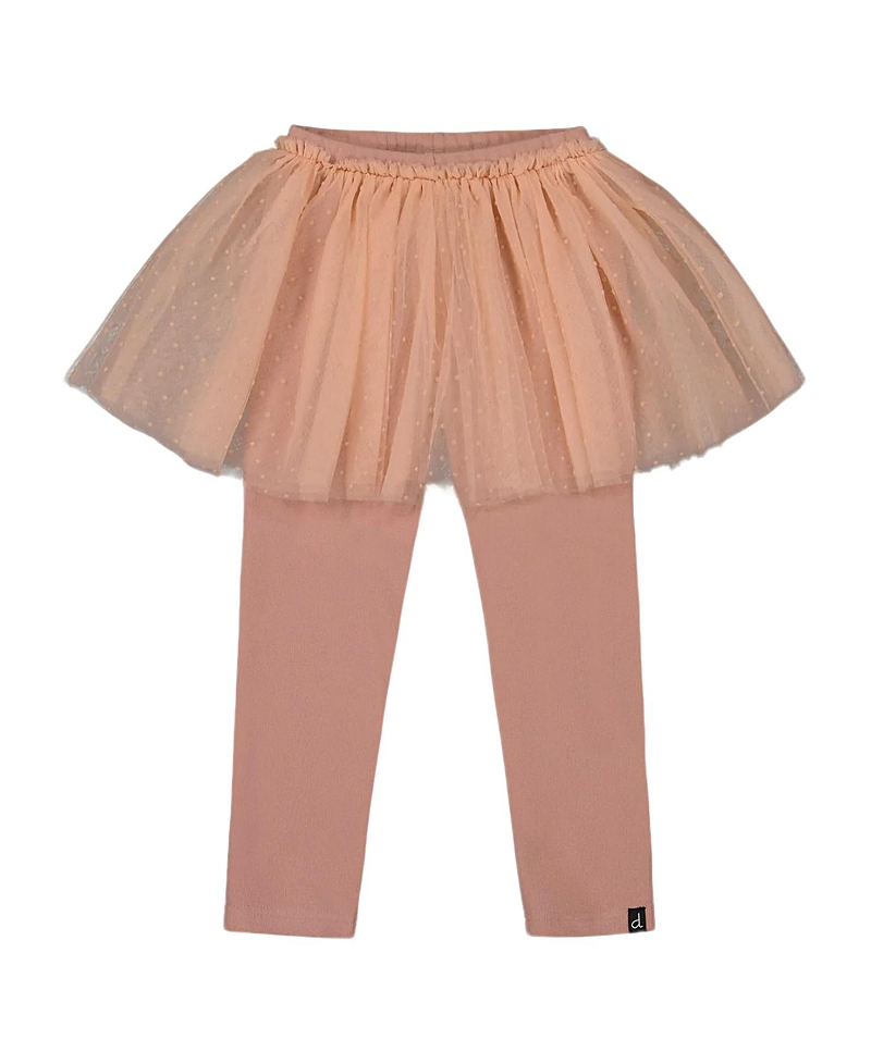 Deux Par Deux Girls' Leggings With Tulle Skirt - Baby In Pink