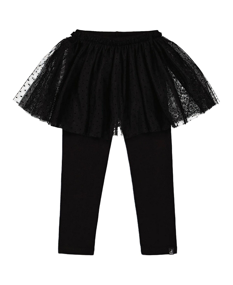 Deux Par Deux Girls' Leggings With Tulle Skirt - Baby In Black
