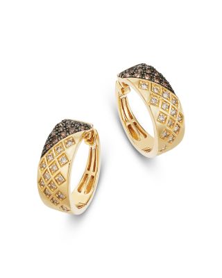 Diamond Ombr&eacute; Hoop Earrings in 14K Yellow Gold, 0.61 tcw