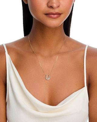 Brown Diamond Horseshoe Pendant Necklace in 14K Yellow Gold, 0.29 tcw