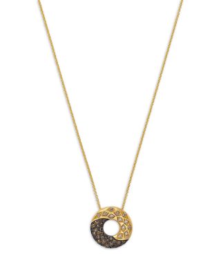 Multicolor Diamond Circle Necklace in 14K Yellow Gold, 0.42 tcw