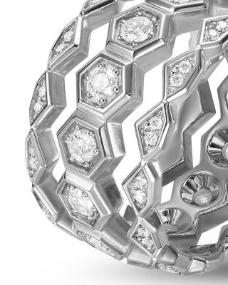 Men's Hex Stack Ring in Sterling Silver with Diamonds, 9.3mm