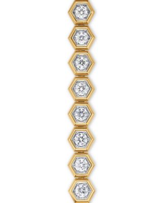 Hex Pav&eacute; Tennis Bracelet in 18K Yellow Gold with Diamonds, 8mm 