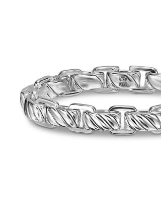 Men's Sculpted Cable Link Bracelet in Sterling Silver, 12mm