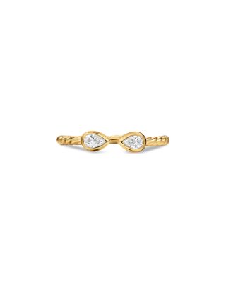 Petite Modern Renaissance&reg; Open Pear Ring in 18K Yellow Gold with Diamonds, 3.7mm