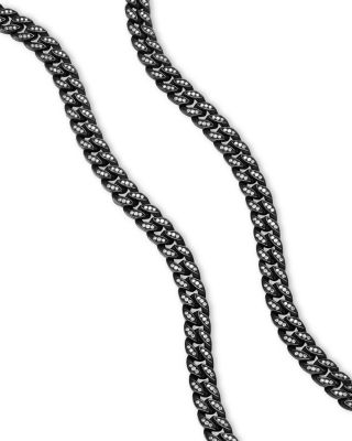 Men's Curb Chain Necklace in Black Titanium with Diamonds, 8mm