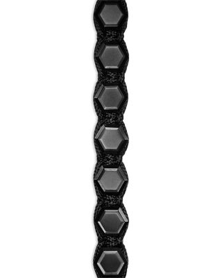 Men's Faceted Woven Bracelet in Black Titanium with Black Nylon and Black Onyx, 8mm