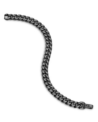 Men's Curb Chain Bracelet in Black Titanium with Diamonds, 8mm
