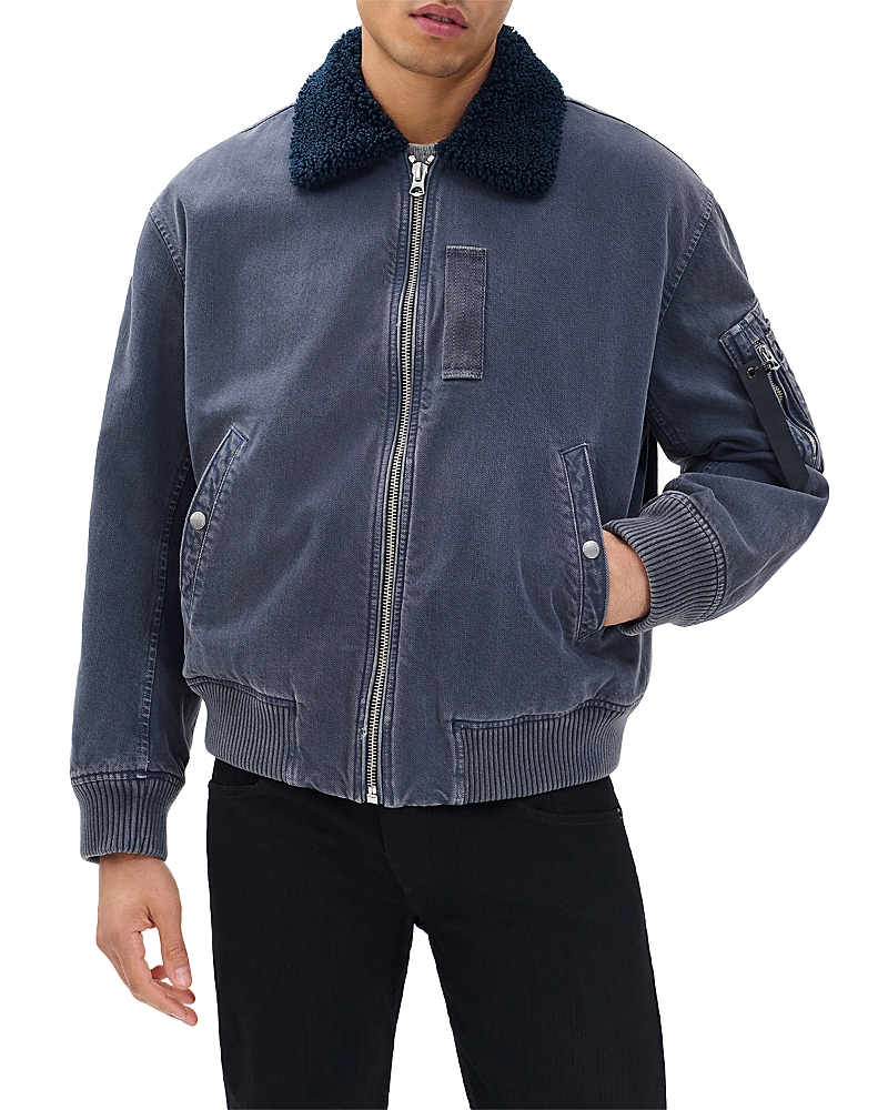 Rag & Bone B-15 Denim Bomber Jacket In Blue