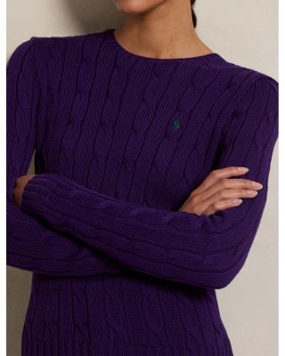 Cable Knit Cotton Crewneck Sweater