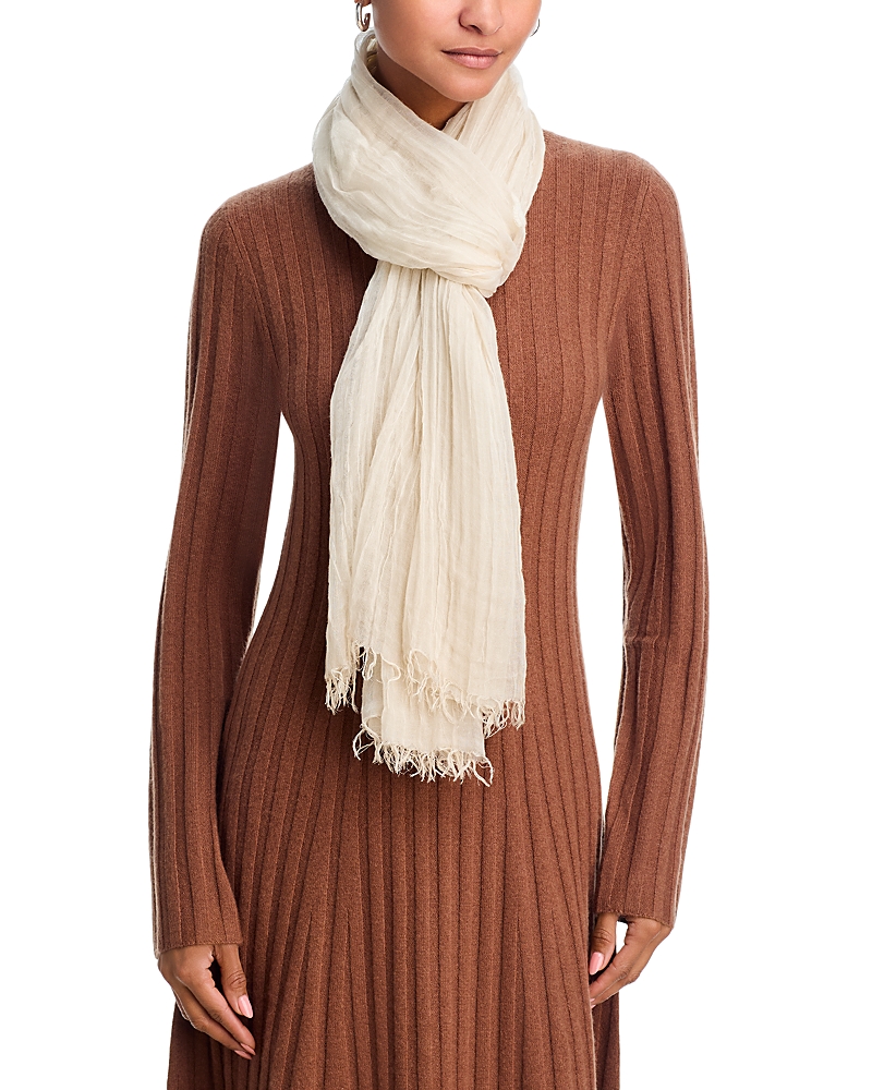 V Fraas Solid Floral Embroidered Scarf - Exclusive In Gold