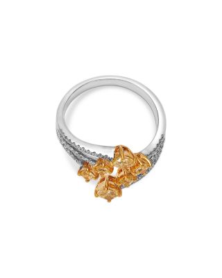 Yellow & White Diamond Open Ring in 14K Yellow & White Gold, 1.41 tcw