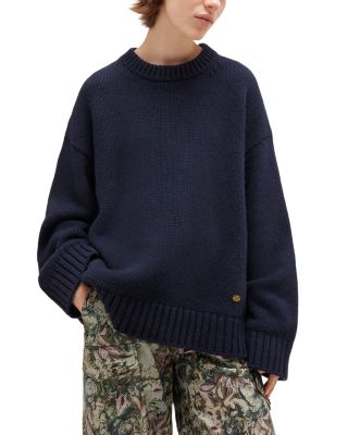 Chunky Mixed Wool-Blend Crewneck Sweater