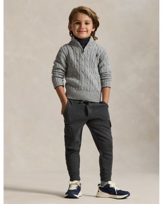 Boys' Cable Knit Cotton Quarter Zip Sweater - Little Kid