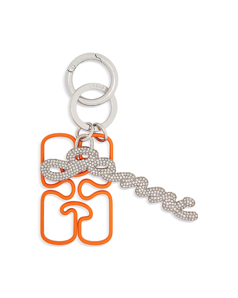 Ganni Strass Signature Keyring In Multi