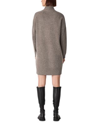 Funnel Neck Wool Mini Dress