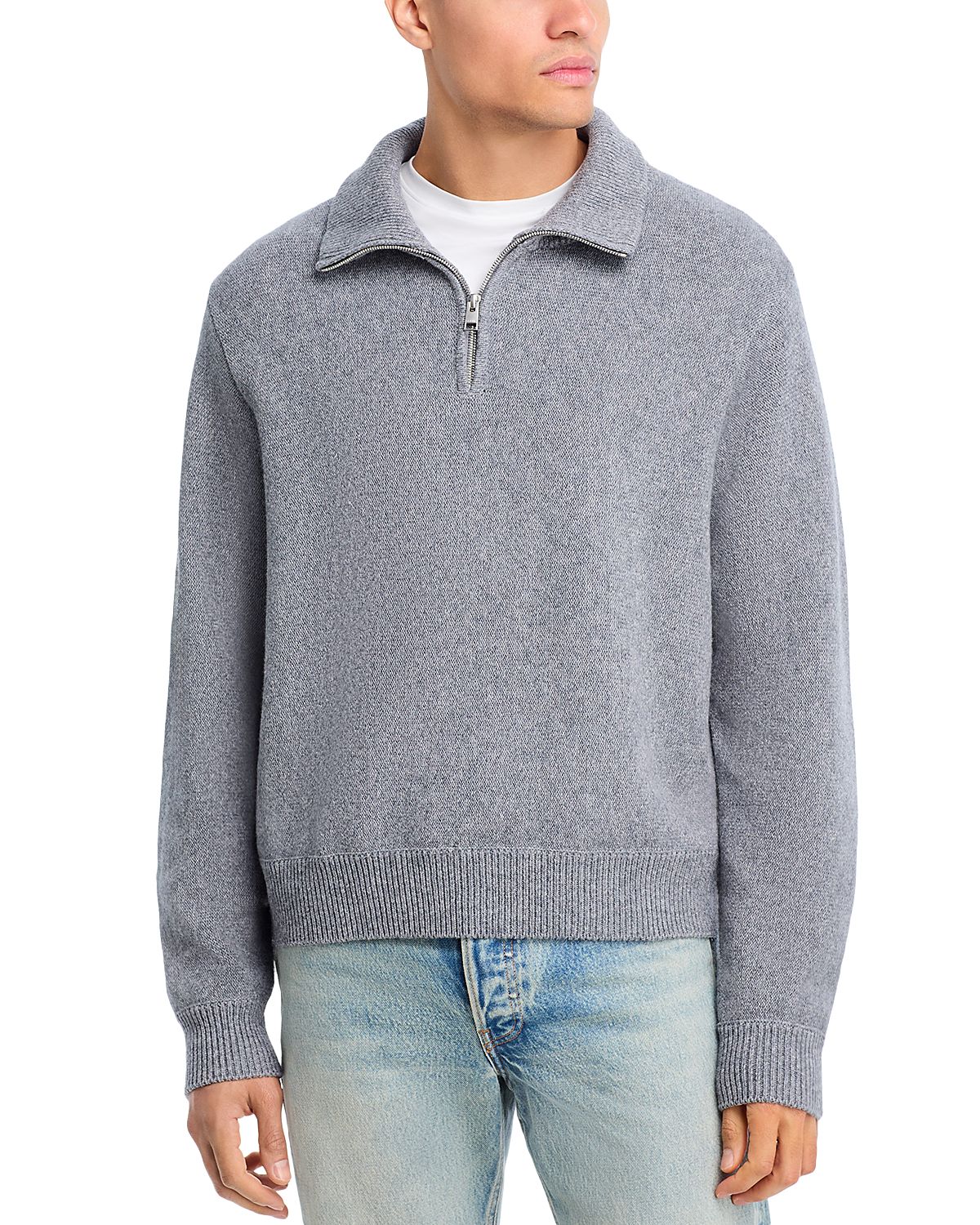 Frame Wool & Cotton Zip Up Sweater