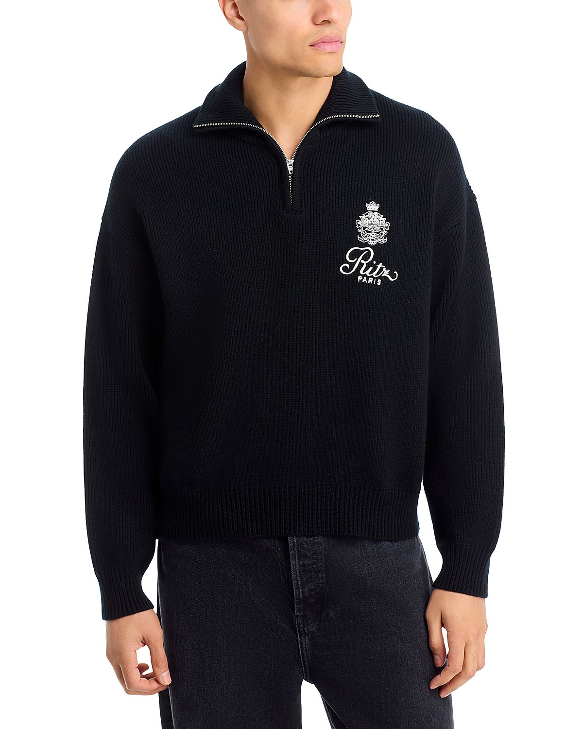 Frame Ritz Cashmere Half Zip Mock Neck Sweater