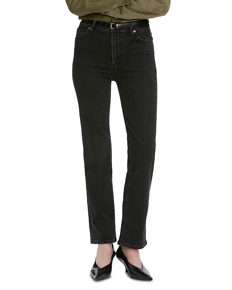Frame Pixie Le Sleek High Rise Straight Leg Jeans In Meteor In Black