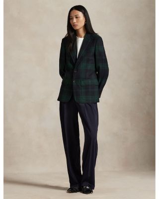 Single Breasted Plaid Wool Blazer