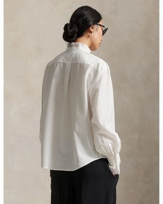 Pleated Bib Cotton Silk Shirt