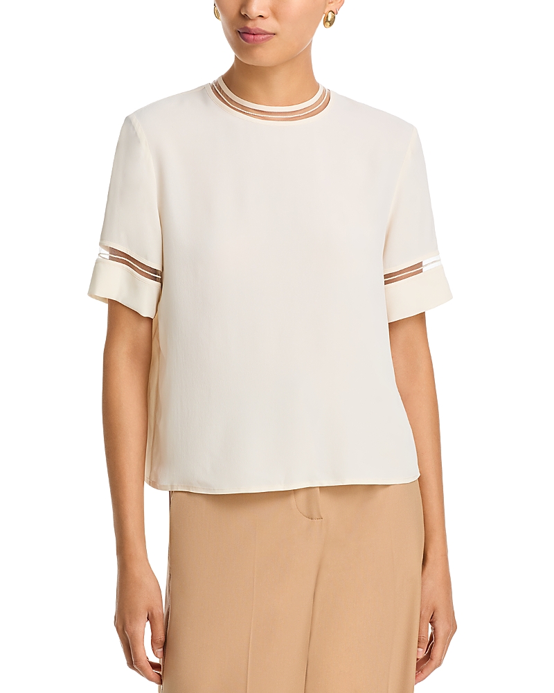 Fabiana Filippi Manica Corta Mesh Trim Top