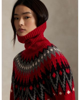 Fair Isle Wool Blend Turtleneck Sweater