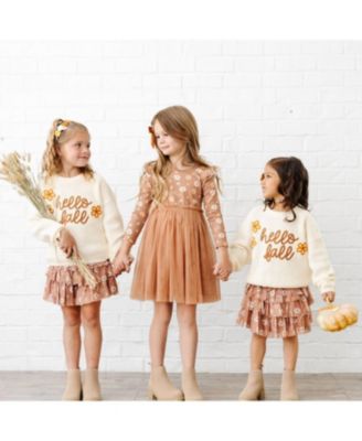 Girls&#39; Ditsy Fall Floral Long Sleeve Tutu Dress - Little Kid, Big Kid