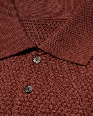 Merino Popcorn Stitch Polo Sweater