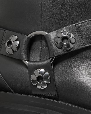 Women's Flower Stud Moto Boots