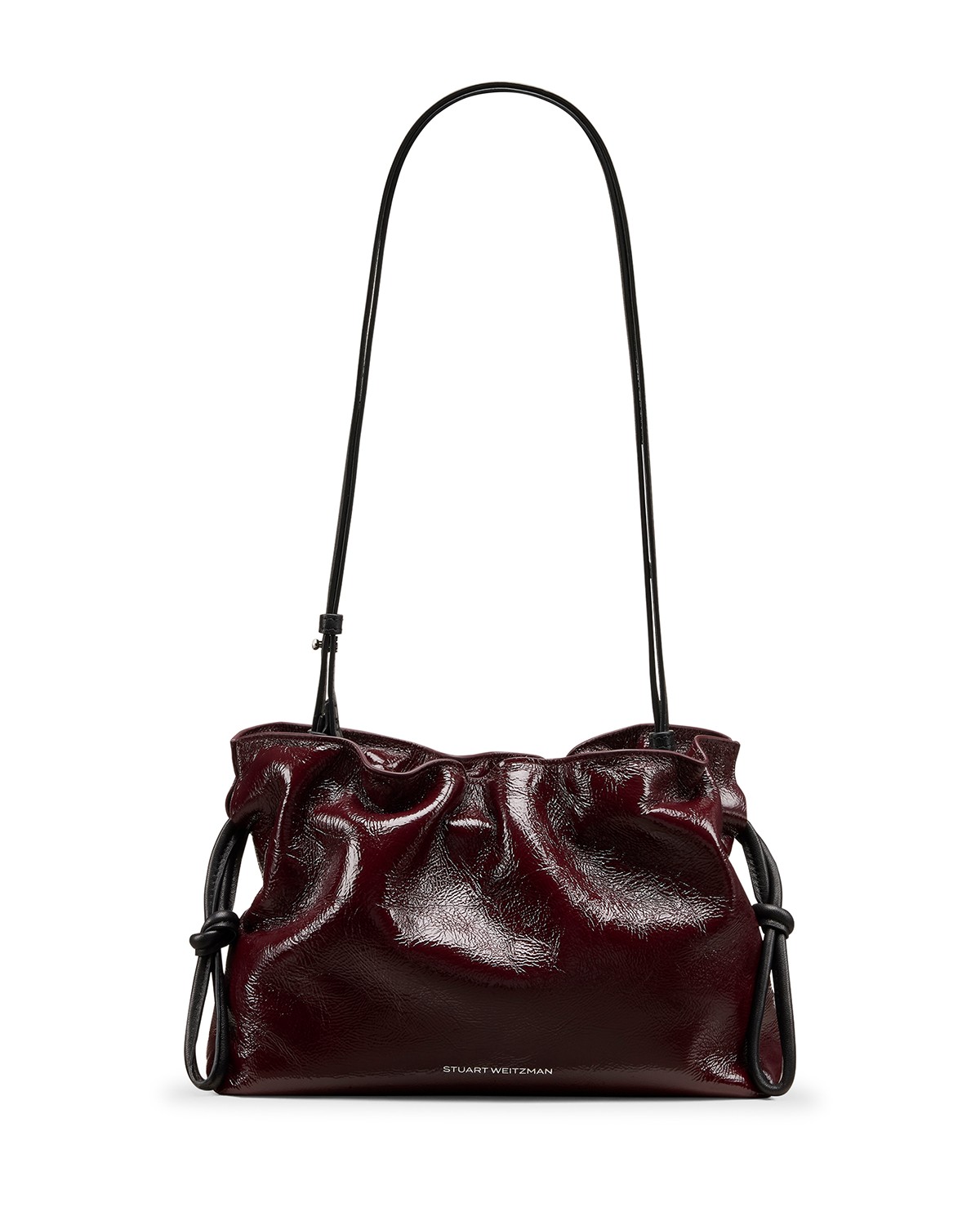 Stuart Weitzman Mia Crinkled Patent Leather Mini Bag in Boysenberry